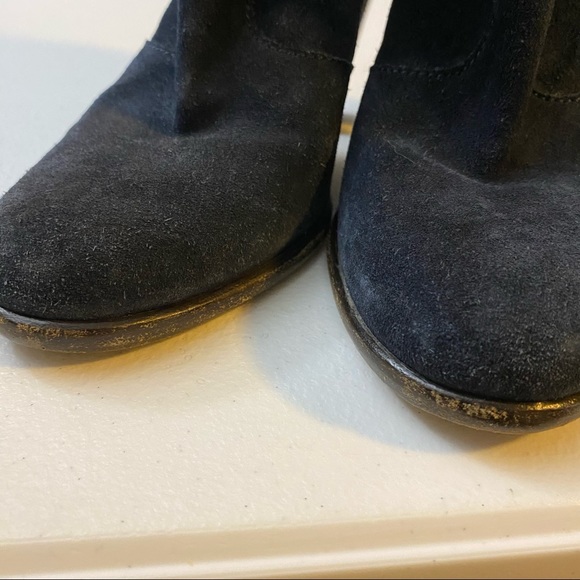 Lockharte Suede Leather Fold-Over Heeled Platform Booties Size 7 - Picture 8 of 11